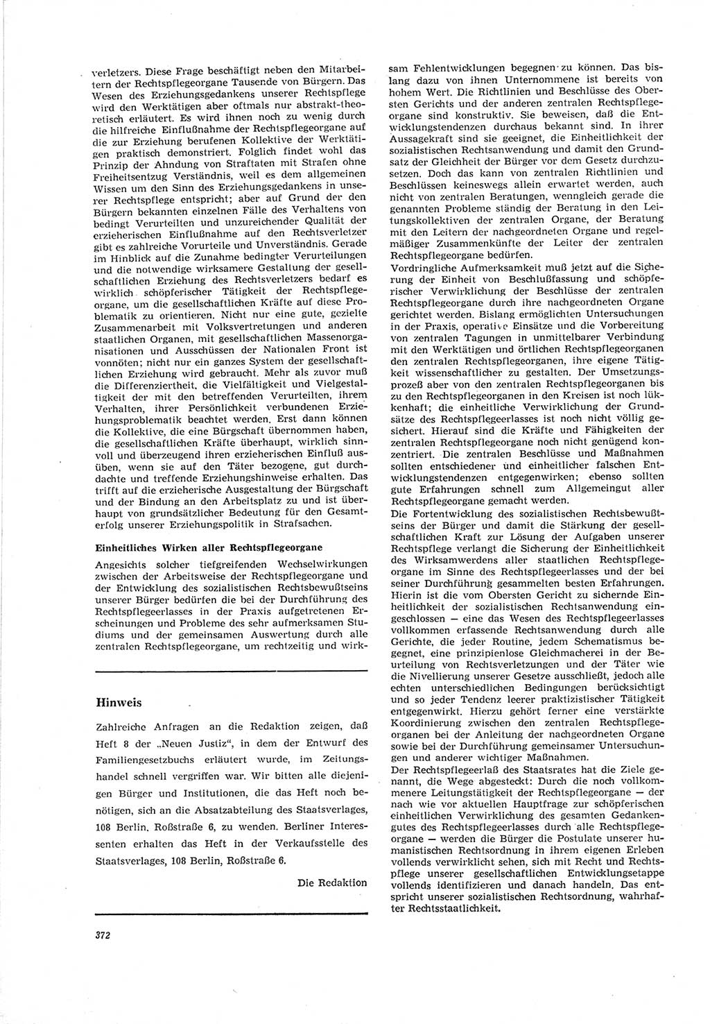 Neue Justiz (NJ), Zeitschrift für Recht und Rechtswissenschaft [Deutsche Demokratische Republik (DDR)], 19. Jahrgang 1965, Seite 372 (NJ DDR 1965, S. 372)