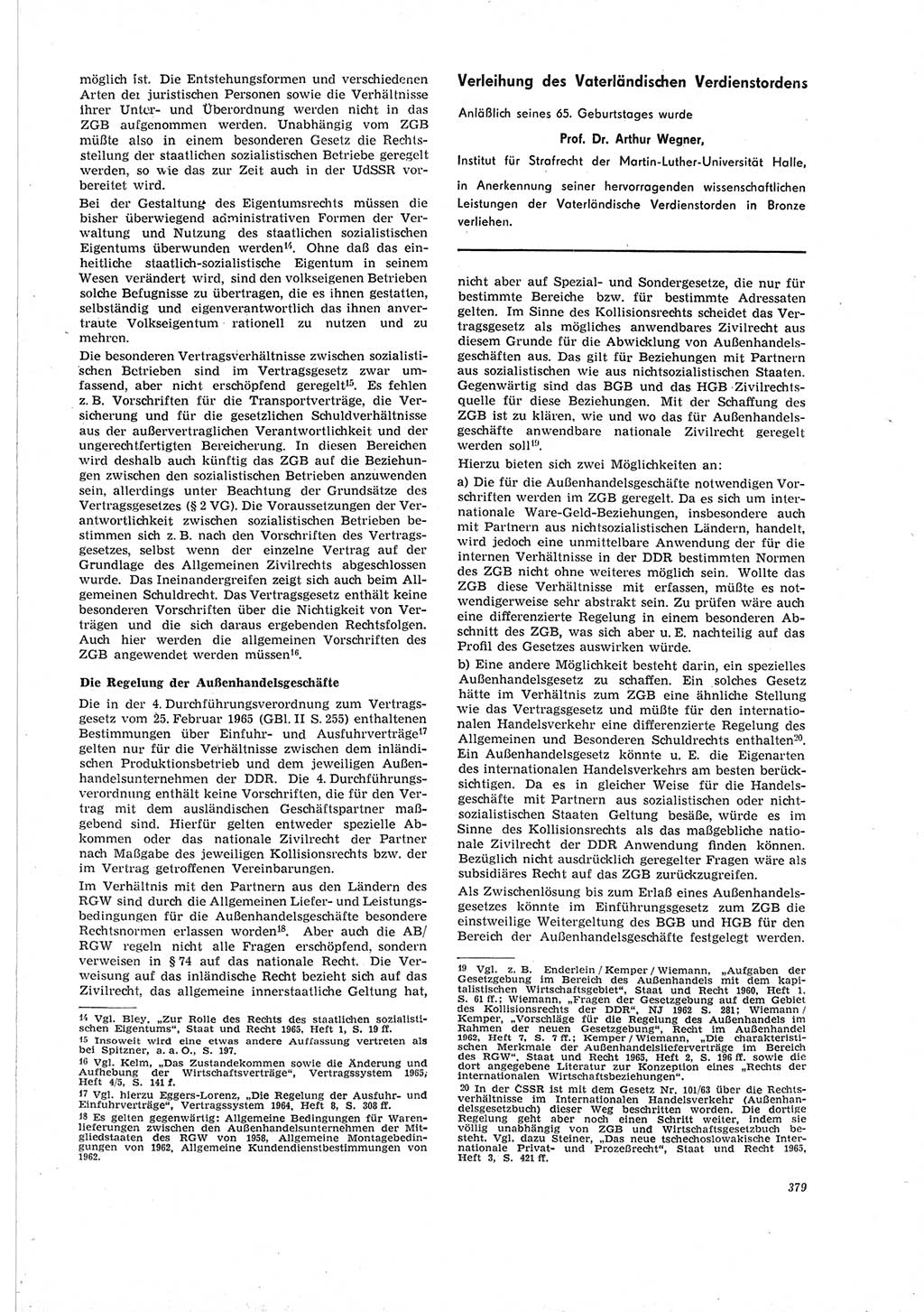 Neue Justiz (NJ), Zeitschrift für Recht und Rechtswissenschaft [Deutsche Demokratische Republik (DDR)], 19. Jahrgang 1965, Seite 379 (NJ DDR 1965, S. 379)