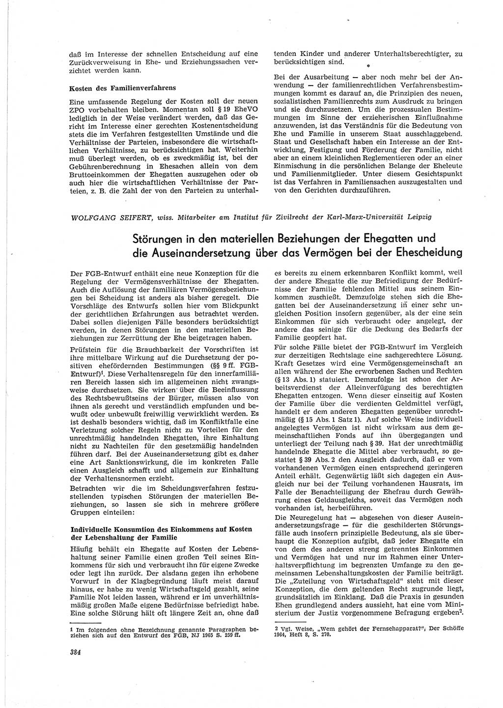 Neue Justiz (NJ), Zeitschrift für Recht und Rechtswissenschaft [Deutsche Demokratische Republik (DDR)], 19. Jahrgang 1965, Seite 384 (NJ DDR 1965, S. 384)