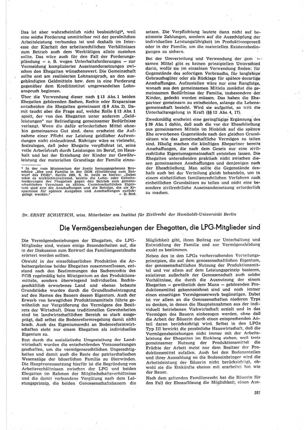 Neue Justiz (NJ), Zeitschrift für Recht und Rechtswissenschaft [Deutsche Demokratische Republik (DDR)], 19. Jahrgang 1965, Seite 387 (NJ DDR 1965, S. 387)