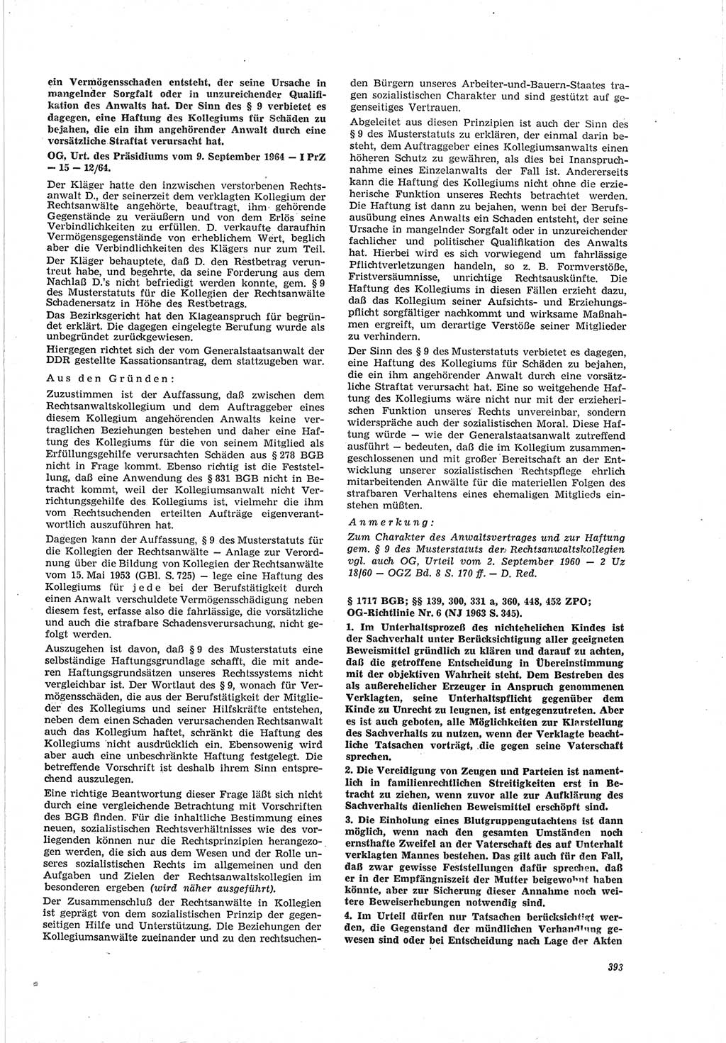 Neue Justiz (NJ), Zeitschrift für Recht und Rechtswissenschaft [Deutsche Demokratische Republik (DDR)], 19. Jahrgang 1965, Seite 393 (NJ DDR 1965, S. 393)
