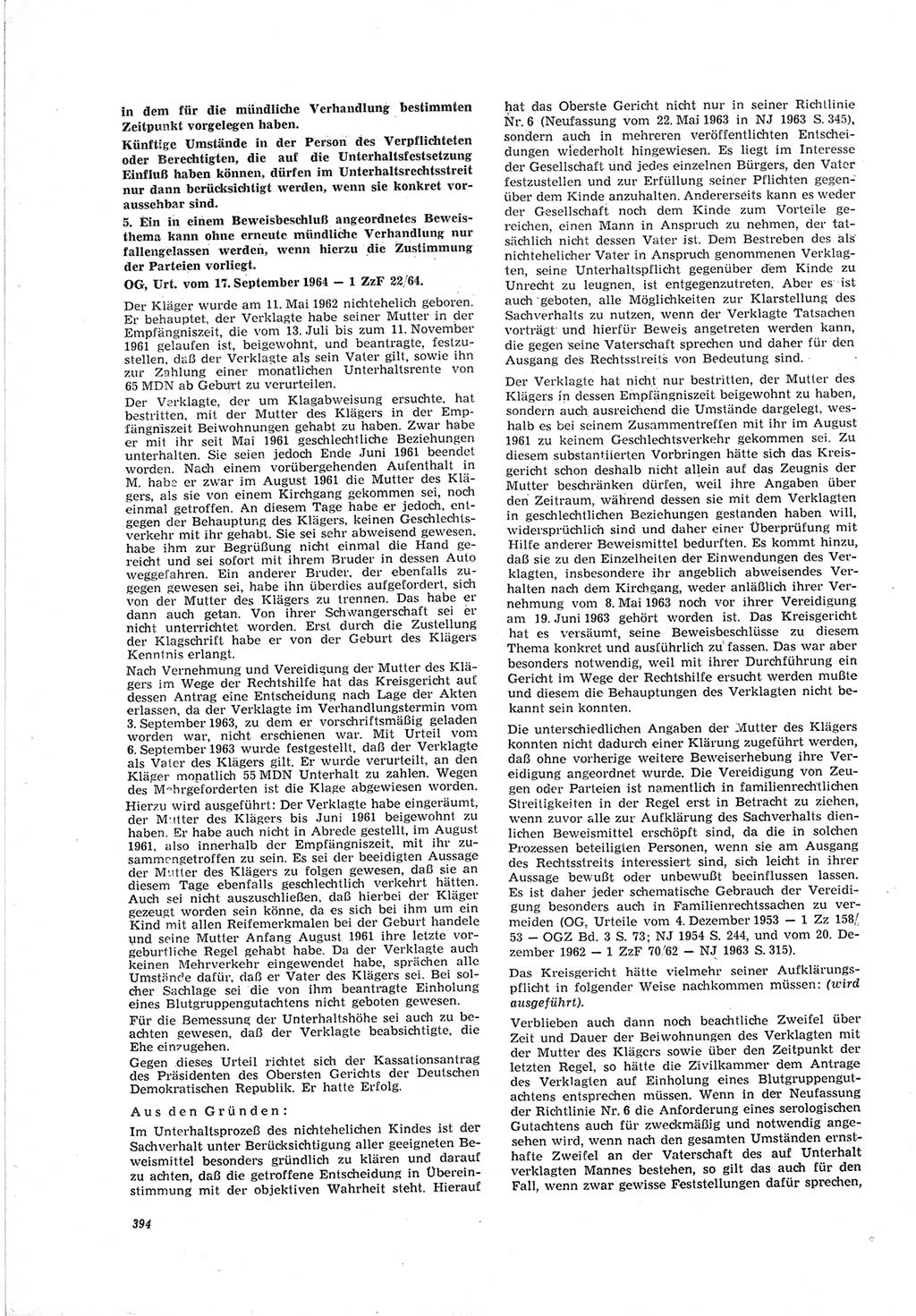 Neue Justiz (NJ), Zeitschrift für Recht und Rechtswissenschaft [Deutsche Demokratische Republik (DDR)], 19. Jahrgang 1965, Seite 394 (NJ DDR 1965, S. 394)