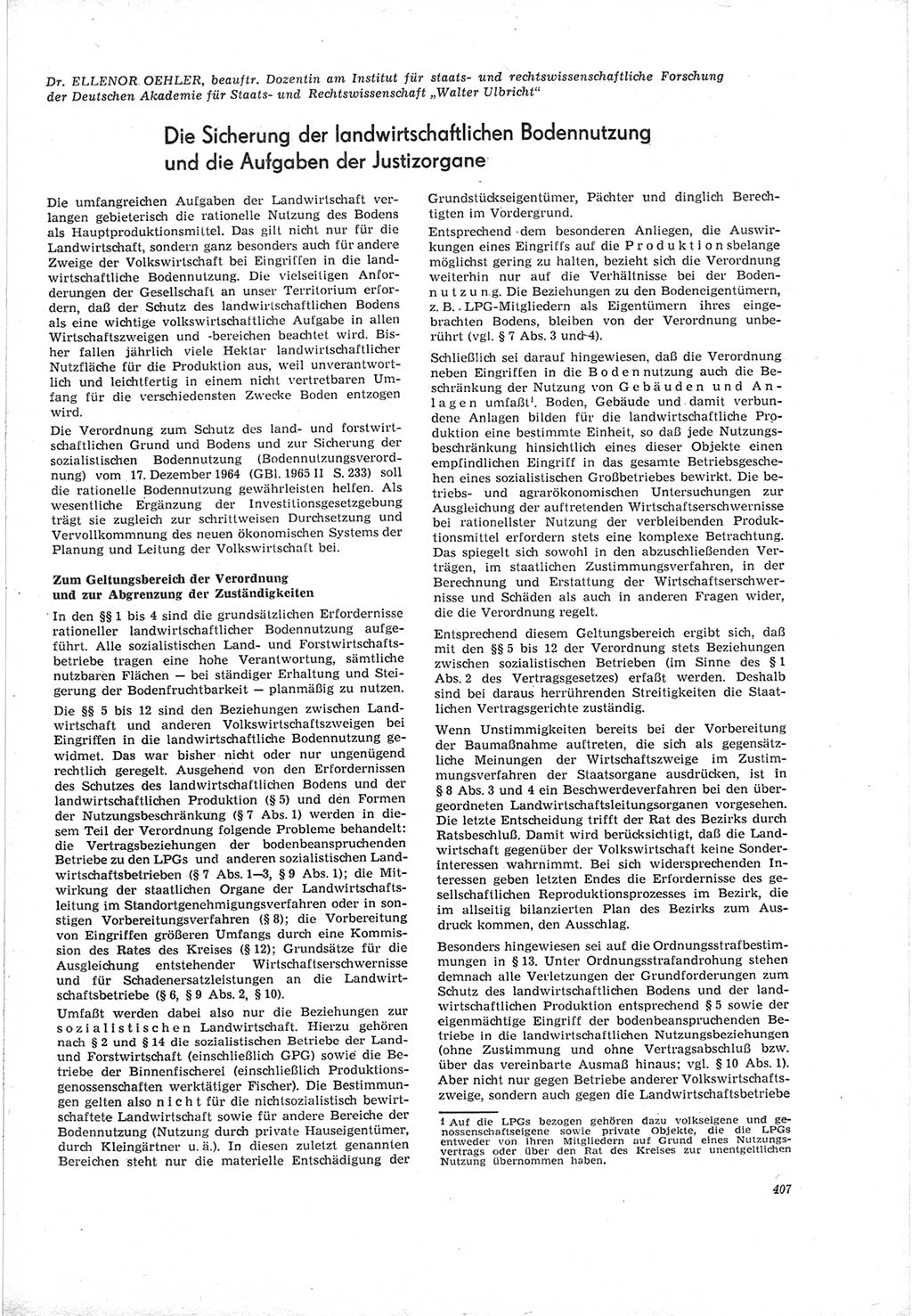 Neue Justiz (NJ), Zeitschrift für Recht und Rechtswissenschaft [Deutsche Demokratische Republik (DDR)], 19. Jahrgang 1965, Seite 407 (NJ DDR 1965, S. 407)