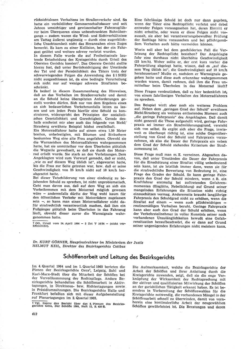 Neue Justiz (NJ), Zeitschrift für Recht und Rechtswissenschaft [Deutsche Demokratische Republik (DDR)], 19. Jahrgang 1965, Seite 412 (NJ DDR 1965, S. 412)