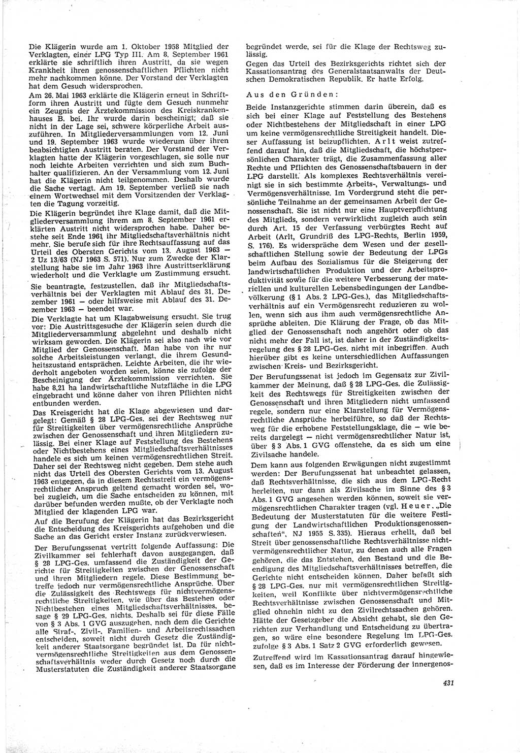 Neue Justiz (NJ), Zeitschrift für Recht und Rechtswissenschaft [Deutsche Demokratische Republik (DDR)], 19. Jahrgang 1965, Seite 431 (NJ DDR 1965, S. 431)