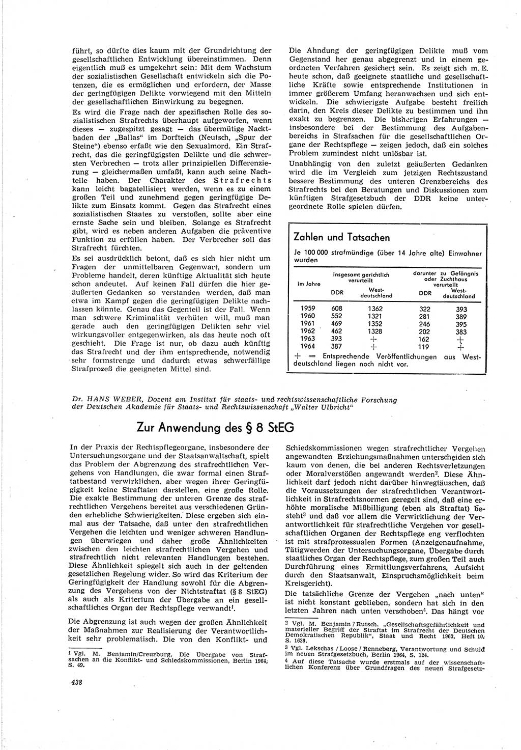 Neue Justiz (NJ), Zeitschrift für Recht und Rechtswissenschaft [Deutsche Demokratische Republik (DDR)], 19. Jahrgang 1965, Seite 438 (NJ DDR 1965, S. 438)