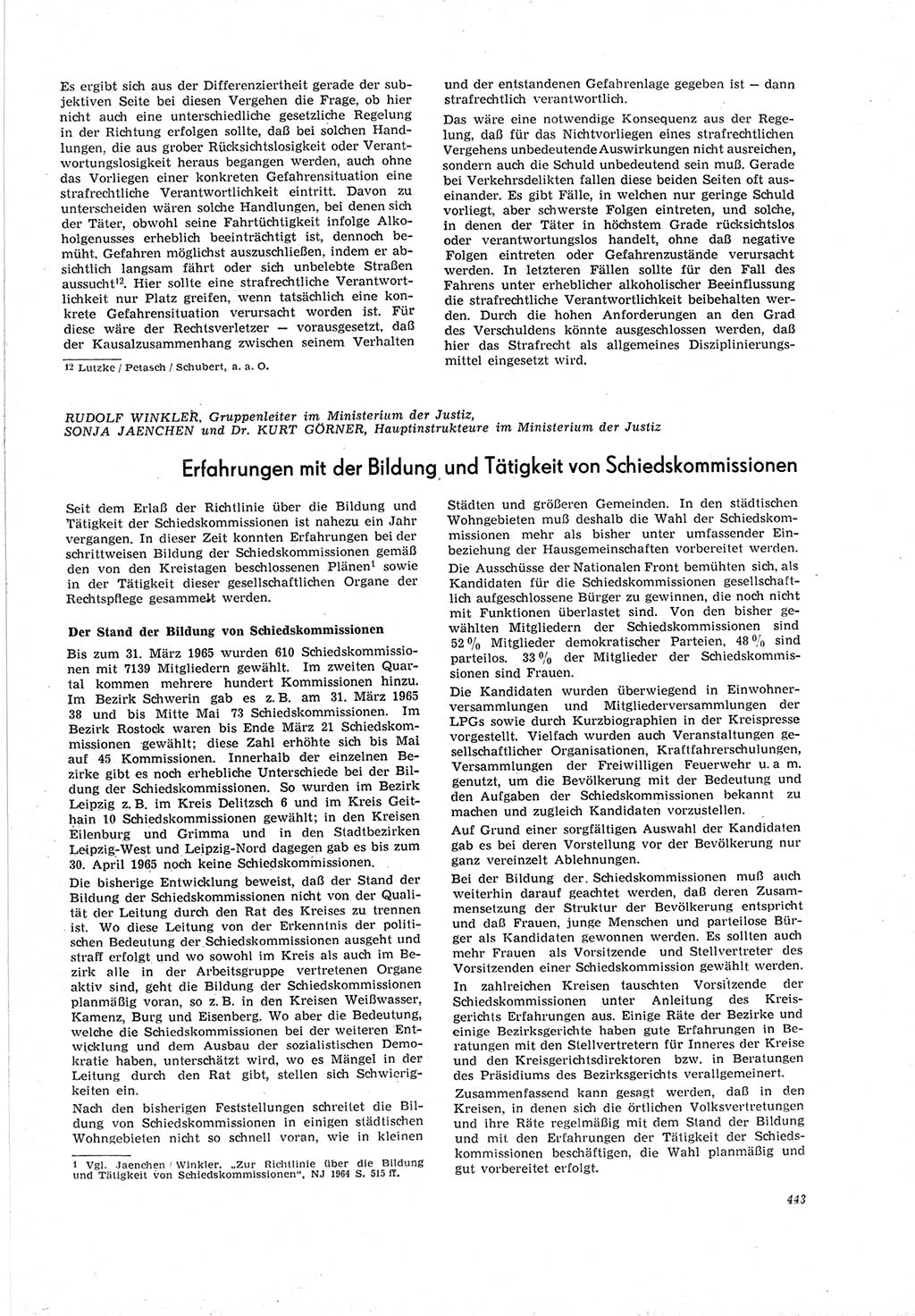 Neue Justiz (NJ), Zeitschrift für Recht und Rechtswissenschaft [Deutsche Demokratische Republik (DDR)], 19. Jahrgang 1965, Seite 443 (NJ DDR 1965, S. 443)