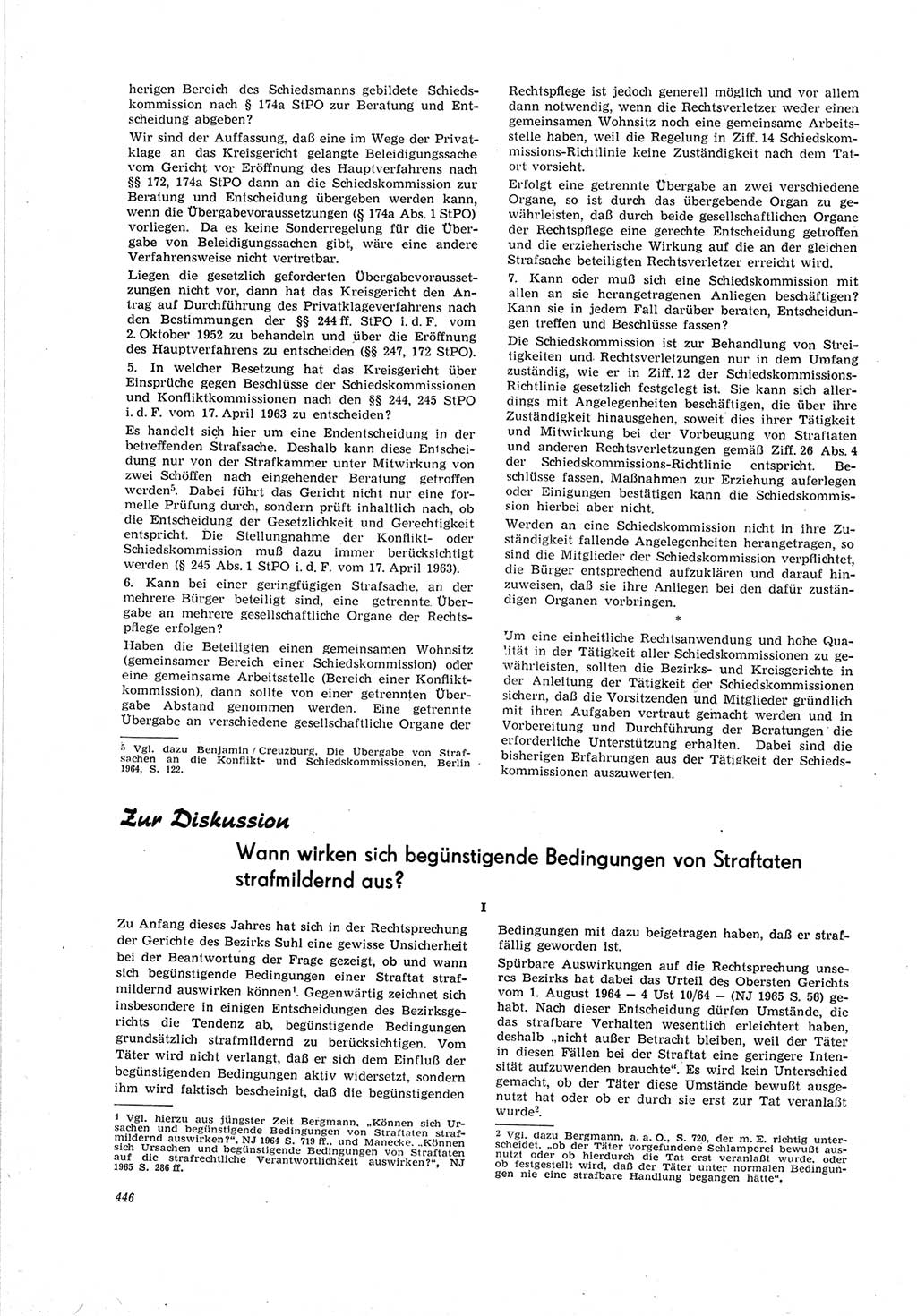 Neue Justiz (NJ), Zeitschrift für Recht und Rechtswissenschaft [Deutsche Demokratische Republik (DDR)], 19. Jahrgang 1965, Seite 446 (NJ DDR 1965, S. 446)