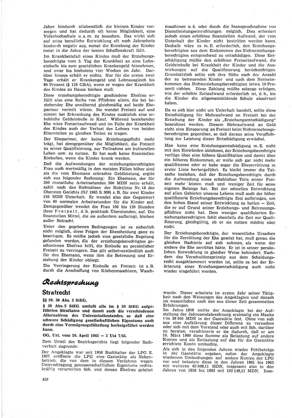 Neue Justiz (NJ), Zeitschrift für Recht und Rechtswissenschaft [Deutsche Demokratische Republik (DDR)], 19. Jahrgang 1965, Seite 458 (NJ DDR 1965, S. 458)