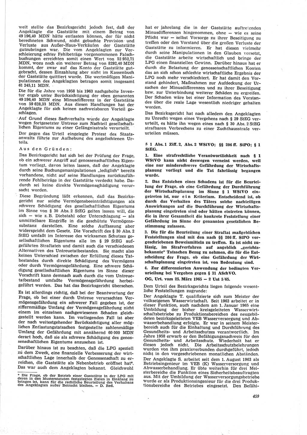 Neue Justiz (NJ), Zeitschrift für Recht und Rechtswissenschaft [Deutsche Demokratische Republik (DDR)], 19. Jahrgang 1965, Seite 459 (NJ DDR 1965, S. 459)