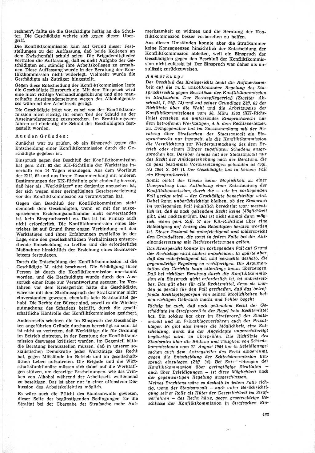 Neue Justiz (NJ), Zeitschrift für Recht und Rechtswissenschaft [Deutsche Demokratische Republik (DDR)], 19. Jahrgang 1965, Seite 463 (NJ DDR 1965, S. 463)