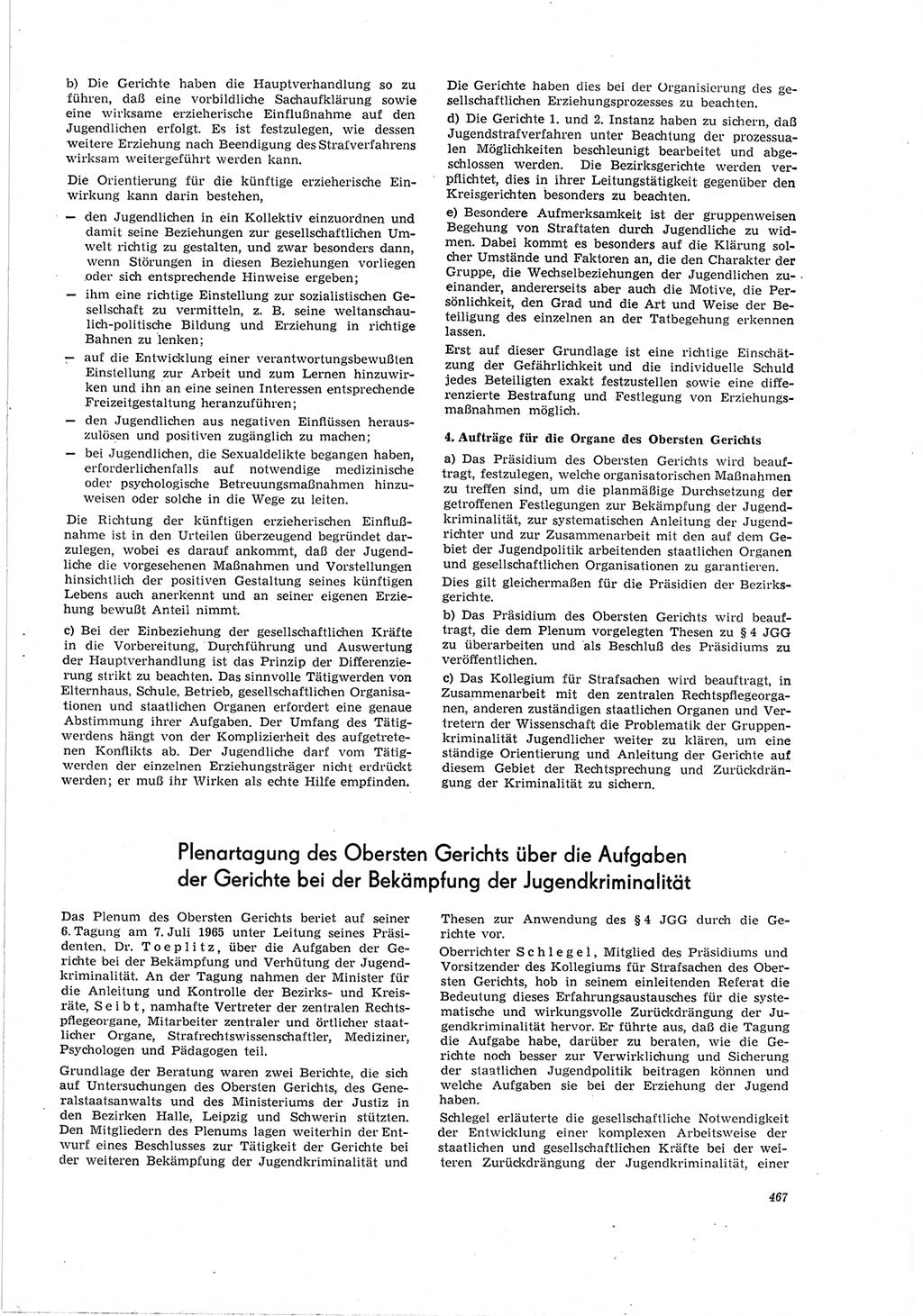 Neue Justiz (NJ), Zeitschrift für Recht und Rechtswissenschaft [Deutsche Demokratische Republik (DDR)], 19. Jahrgang 1965, Seite 467 (NJ DDR 1965, S. 467)