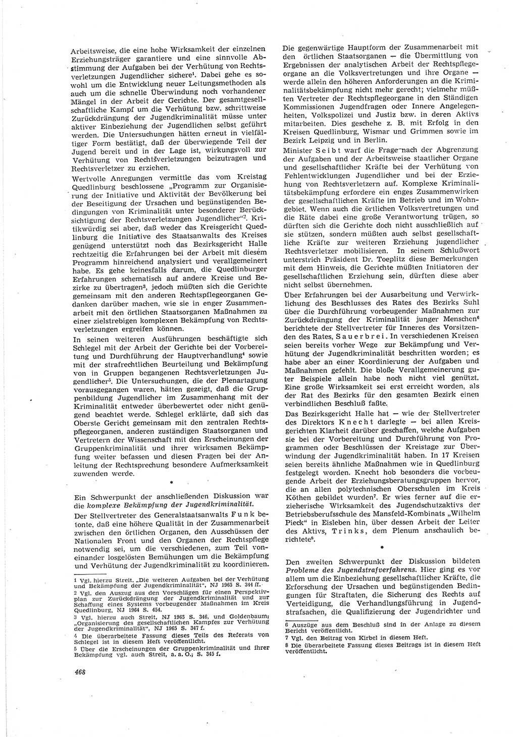 Neue Justiz (NJ), Zeitschrift für Recht und Rechtswissenschaft [Deutsche Demokratische Republik (DDR)], 19. Jahrgang 1965, Seite 468 (NJ DDR 1965, S. 468)