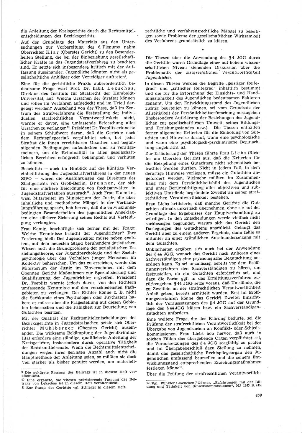 Neue Justiz (NJ), Zeitschrift für Recht und Rechtswissenschaft [Deutsche Demokratische Republik (DDR)], 19. Jahrgang 1965, Seite 469 (NJ DDR 1965, S. 469)