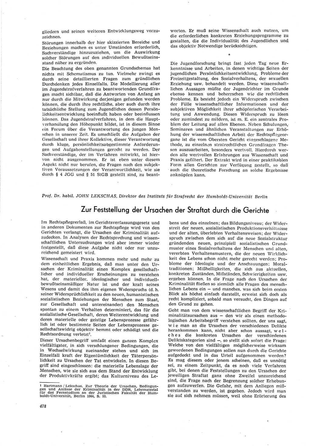Neue Justiz (NJ), Zeitschrift für Recht und Rechtswissenschaft [Deutsche Demokratische Republik (DDR)], 19. Jahrgang 1965, Seite 478 (NJ DDR 1965, S. 478)