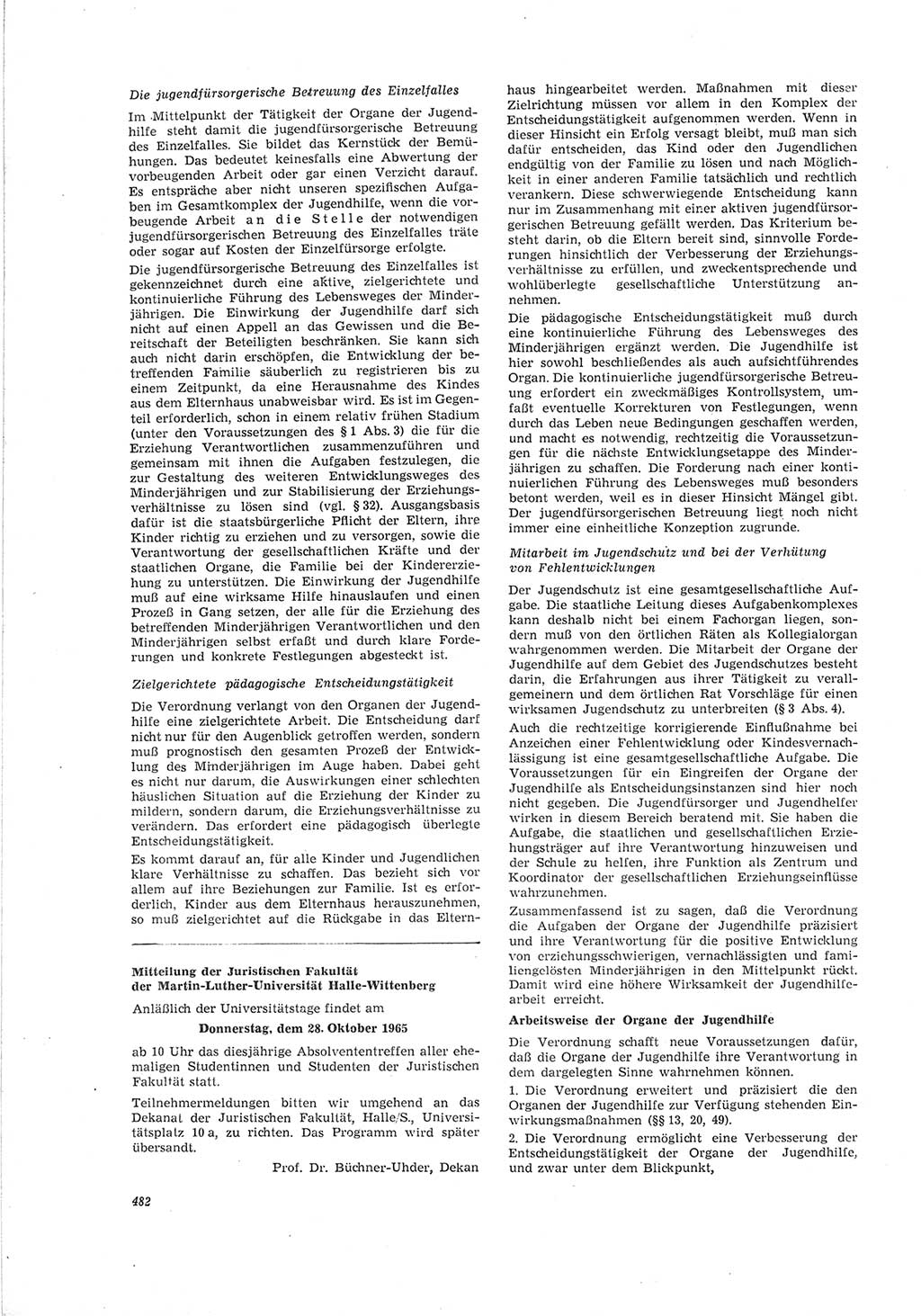 Neue Justiz (NJ), Zeitschrift für Recht und Rechtswissenschaft [Deutsche Demokratische Republik (DDR)], 19. Jahrgang 1965, Seite 482 (NJ DDR 1965, S. 482)