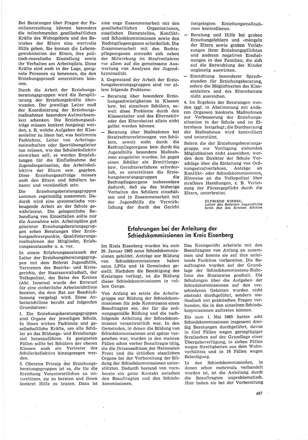 Neue Justiz (NJ), Zeitschrift für Recht und Rechtswissenschaft [Deutsche Demokratische Republik (DDR)], 19. Jahrgang 1965, Seite 487 (NJ DDR 1965, S. 487)
