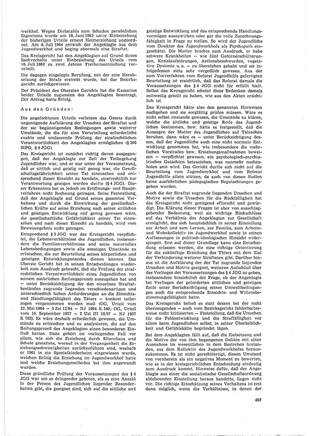Neue Justiz (NJ), Zeitschrift für Recht und Rechtswissenschaft [Deutsche Demokratische Republik (DDR)], 19. Jahrgang 1965, Seite 489 (NJ DDR 1965, S. 489)