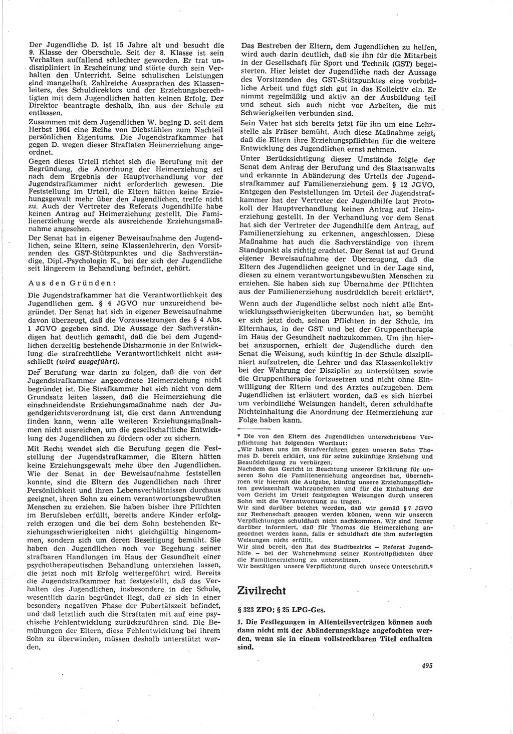 Neue Justiz (NJ), Zeitschrift für Recht und Rechtswissenschaft [Deutsche Demokratische Republik (DDR)], 19. Jahrgang 1965, Seite 495 (NJ DDR 1965, S. 495)