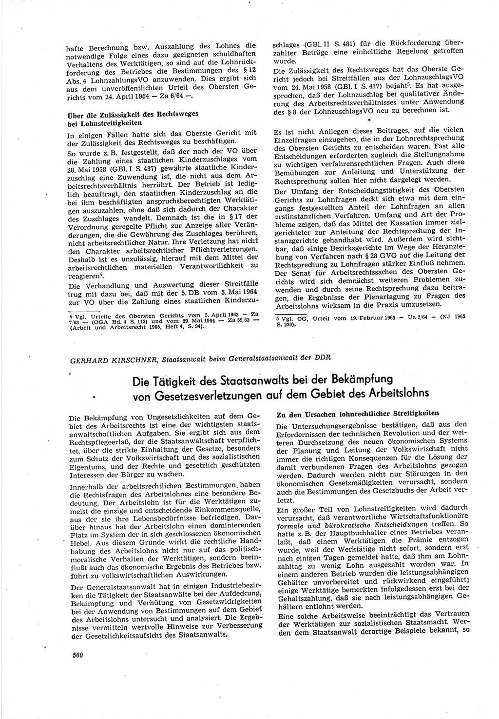 Neue Justiz (NJ), Zeitschrift für Recht und Rechtswissenschaft [Deutsche Demokratische Republik (DDR)], 19. Jahrgang 1965, Seite 500 (NJ DDR 1965, S. 500)