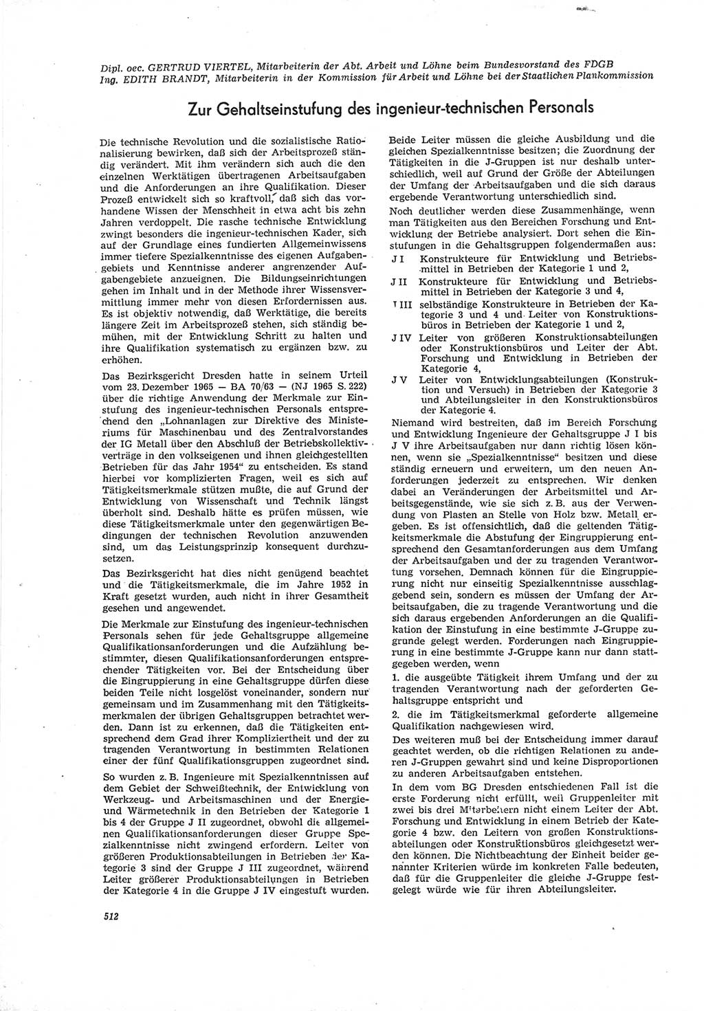 Neue Justiz (NJ), Zeitschrift für Recht und Rechtswissenschaft [Deutsche Demokratische Republik (DDR)], 19. Jahrgang 1965, Seite 512 (NJ DDR 1965, S. 512)