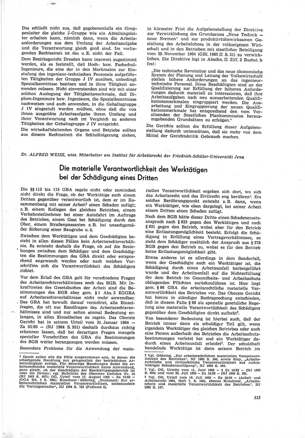 Neue Justiz (NJ), Zeitschrift für Recht und Rechtswissenschaft [Deutsche Demokratische Republik (DDR)], 19. Jahrgang 1965, Seite 513 (NJ DDR 1965, S. 513)
