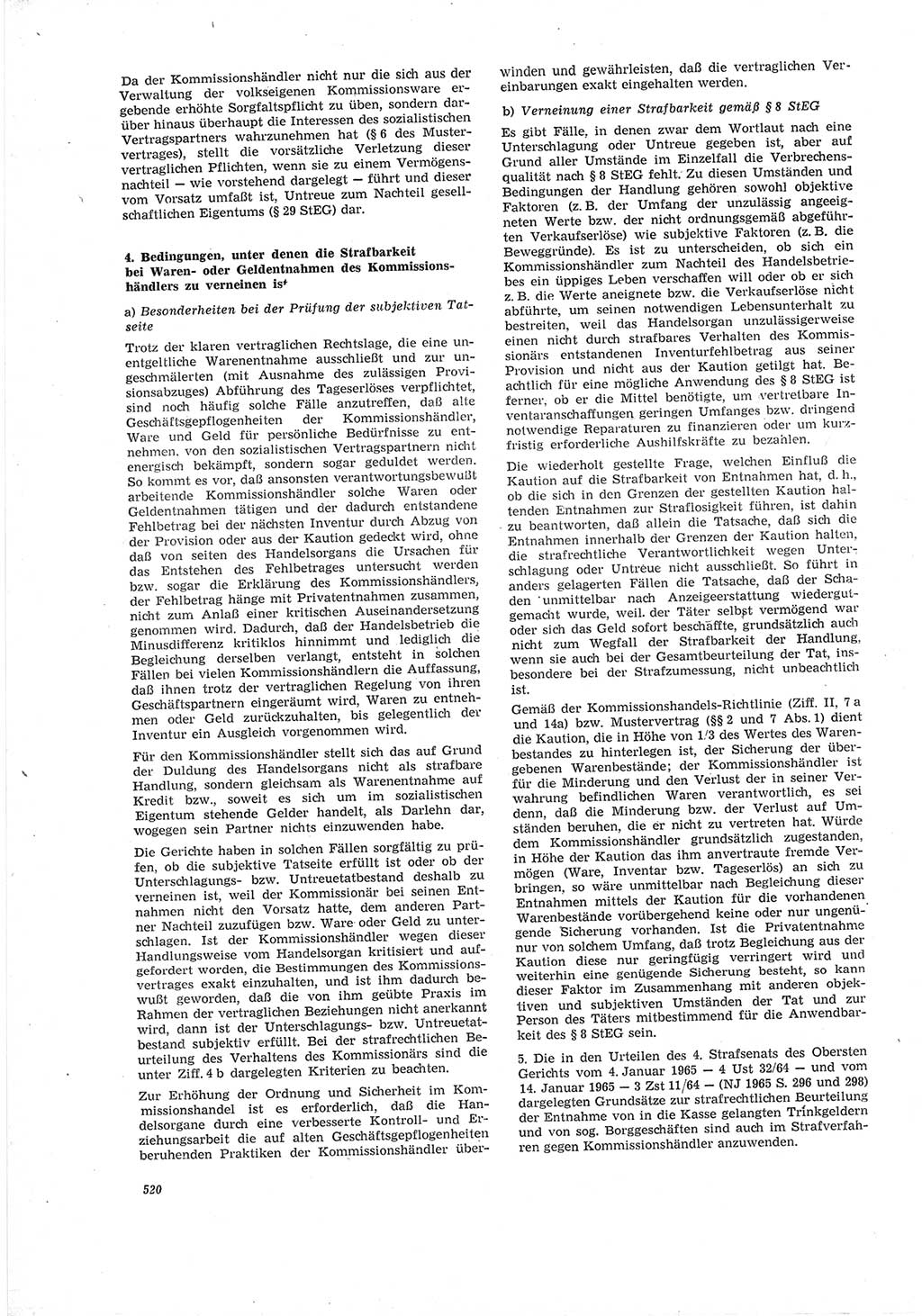 Neue Justiz (NJ), Zeitschrift für Recht und Rechtswissenschaft [Deutsche Demokratische Republik (DDR)], 19. Jahrgang 1965, Seite 520 (NJ DDR 1965, S. 520)