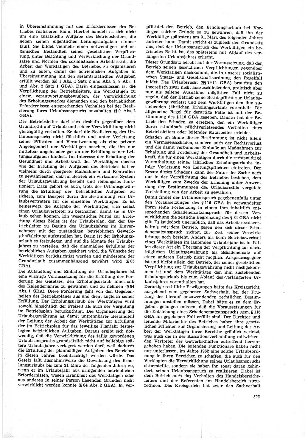Neue Justiz (NJ), Zeitschrift für Recht und Rechtswissenschaft [Deutsche Demokratische Republik (DDR)], 19. Jahrgang 1965, Seite 523 (NJ DDR 1965, S. 523)