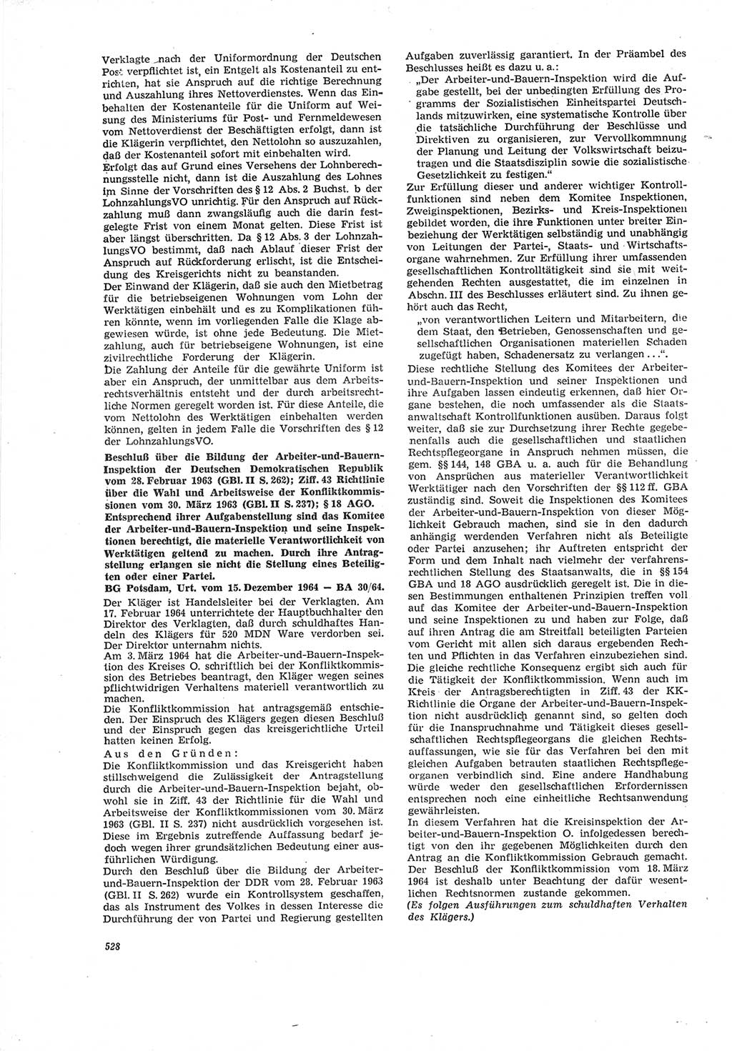 Neue Justiz (NJ), Zeitschrift für Recht und Rechtswissenschaft [Deutsche Demokratische Republik (DDR)], 19. Jahrgang 1965, Seite 528 (NJ DDR 1965, S. 528)