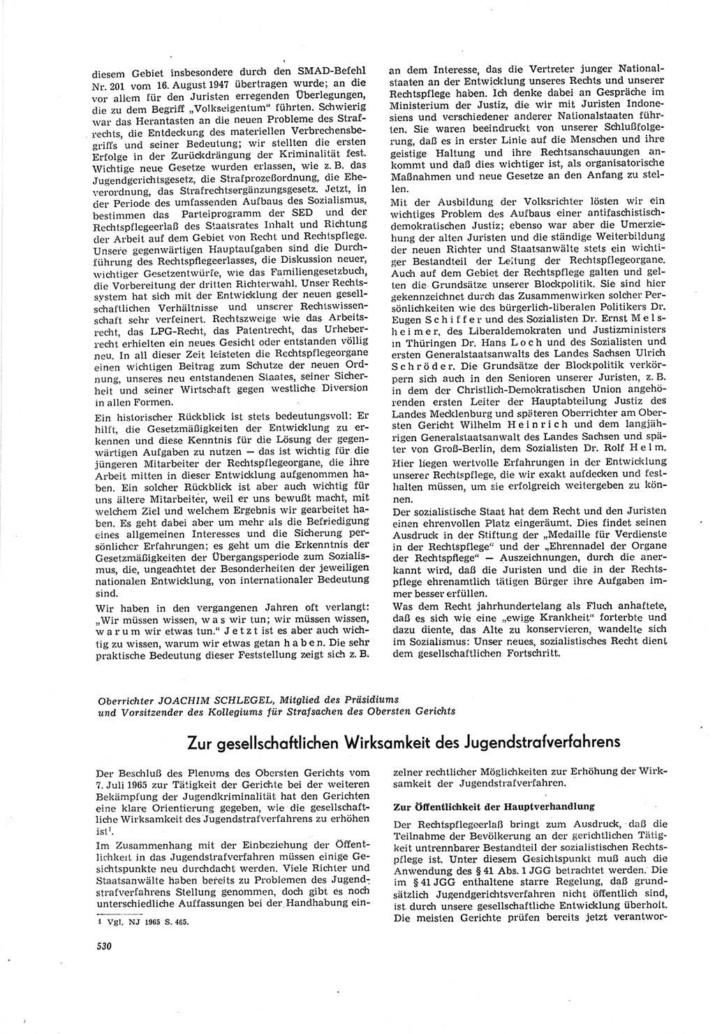 Neue Justiz (NJ), Zeitschrift für Recht und Rechtswissenschaft [Deutsche Demokratische Republik (DDR)], 19. Jahrgang 1965, Seite 530 (NJ DDR 1965, S. 530)
