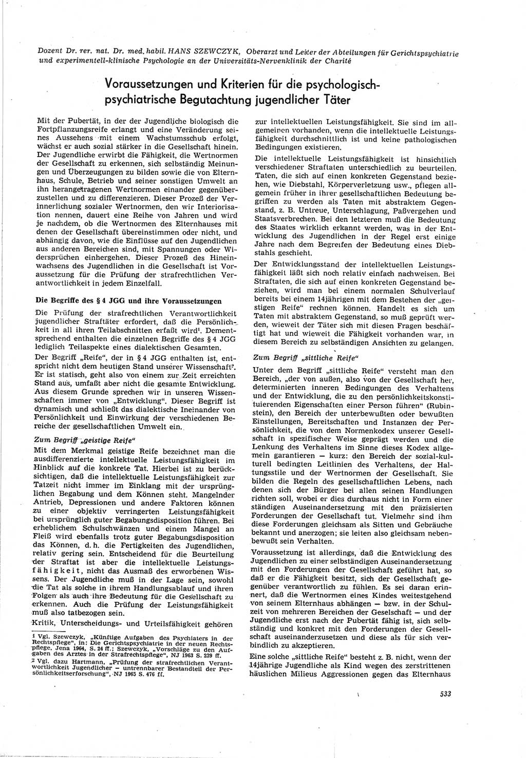 Neue Justiz (NJ), Zeitschrift für Recht und Rechtswissenschaft [Deutsche Demokratische Republik (DDR)], 19. Jahrgang 1965, Seite 533 (NJ DDR 1965, S. 533)