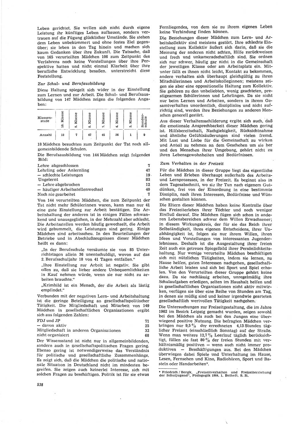 Neue Justiz (NJ), Zeitschrift für Recht und Rechtswissenschaft [Deutsche Demokratische Republik (DDR)], 19. Jahrgang 1965, Seite 538 (NJ DDR 1965, S. 538)