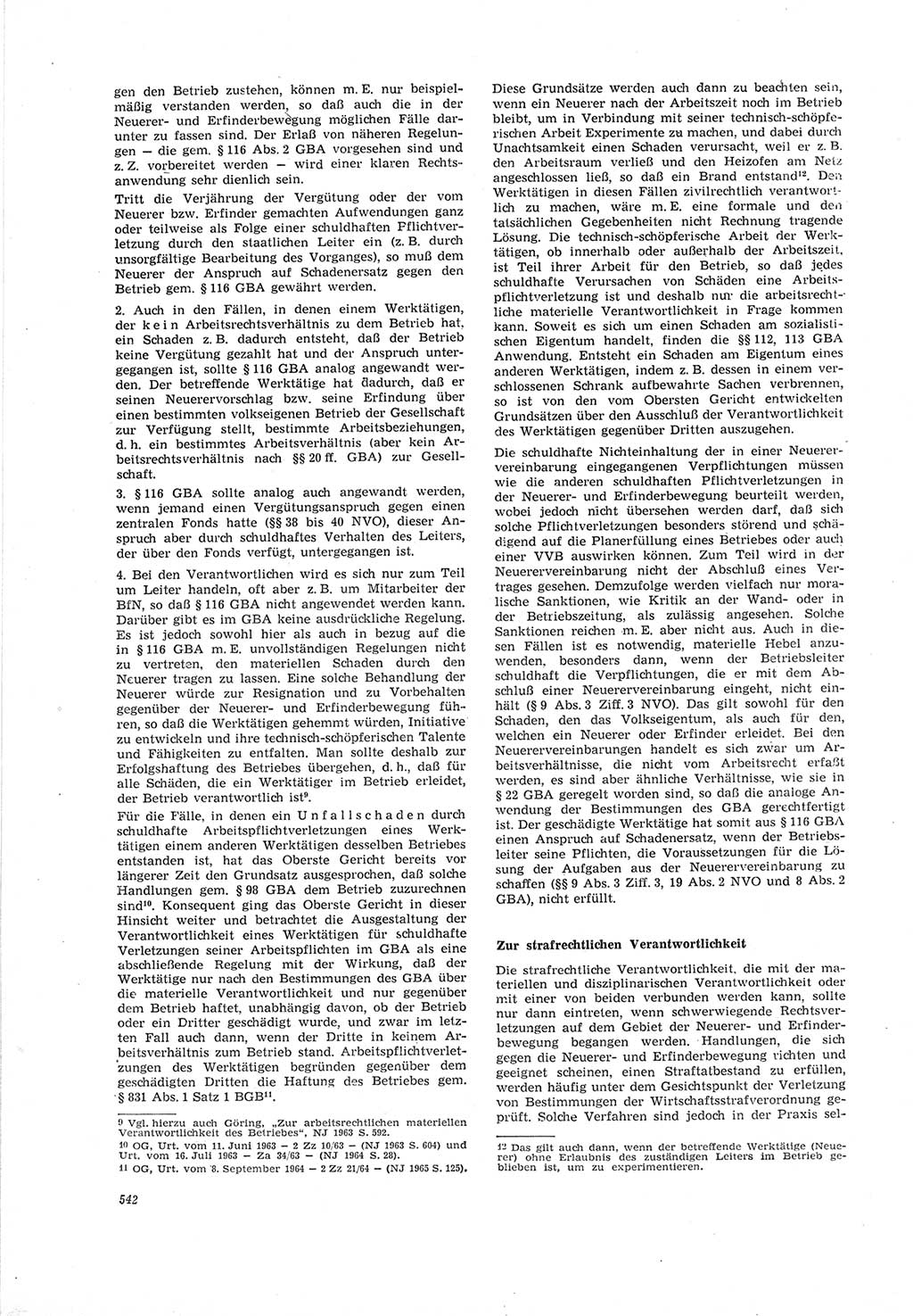 Neue Justiz (NJ), Zeitschrift für Recht und Rechtswissenschaft [Deutsche Demokratische Republik (DDR)], 19. Jahrgang 1965, Seite 542 (NJ DDR 1965, S. 542)