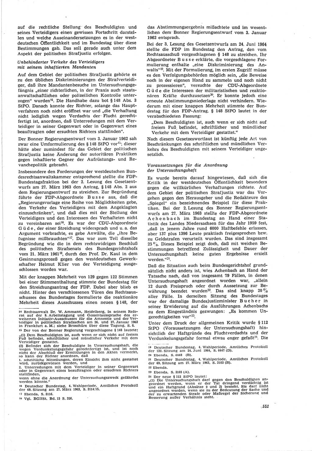 Neue Justiz (NJ), Zeitschrift für Recht und Rechtswissenschaft [Deutsche Demokratische Republik (DDR)], 19. Jahrgang 1965, Seite 551 (NJ DDR 1965, S. 551)