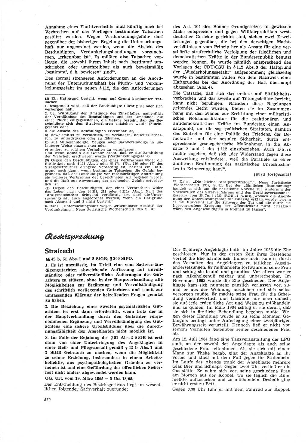 Neue Justiz (NJ), Zeitschrift für Recht und Rechtswissenschaft [Deutsche Demokratische Republik (DDR)], 19. Jahrgang 1965, Seite 552 (NJ DDR 1965, S. 552)