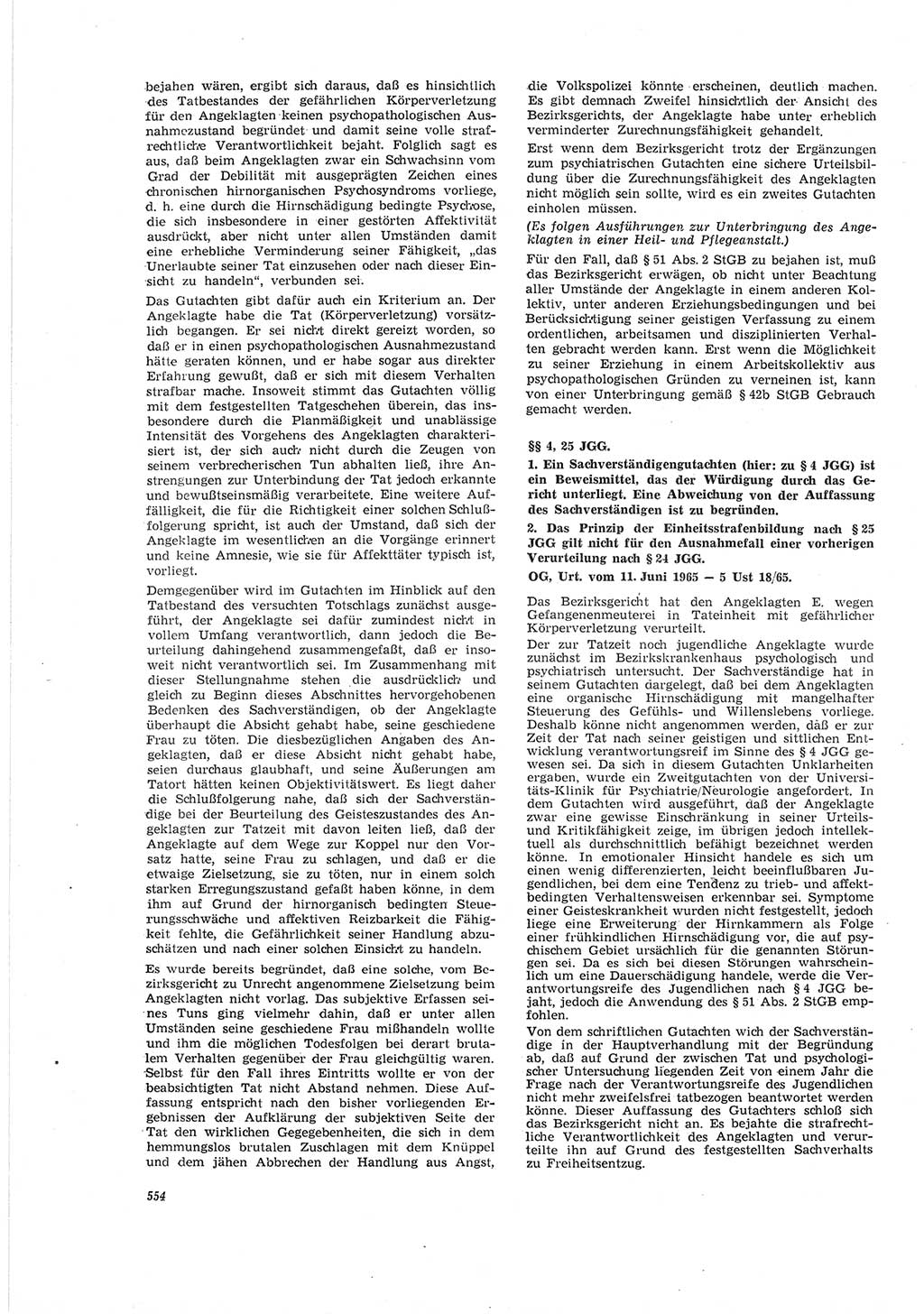 Neue Justiz (NJ), Zeitschrift für Recht und Rechtswissenschaft [Deutsche Demokratische Republik (DDR)], 19. Jahrgang 1965, Seite 554 (NJ DDR 1965, S. 554)