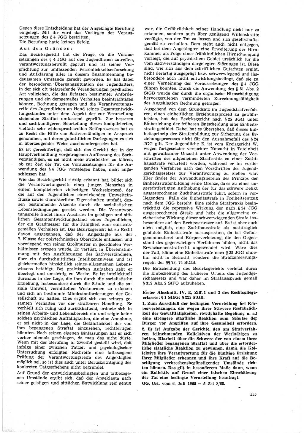 Neue Justiz (NJ), Zeitschrift für Recht und Rechtswissenschaft [Deutsche Demokratische Republik (DDR)], 19. Jahrgang 1965, Seite 555 (NJ DDR 1965, S. 555)