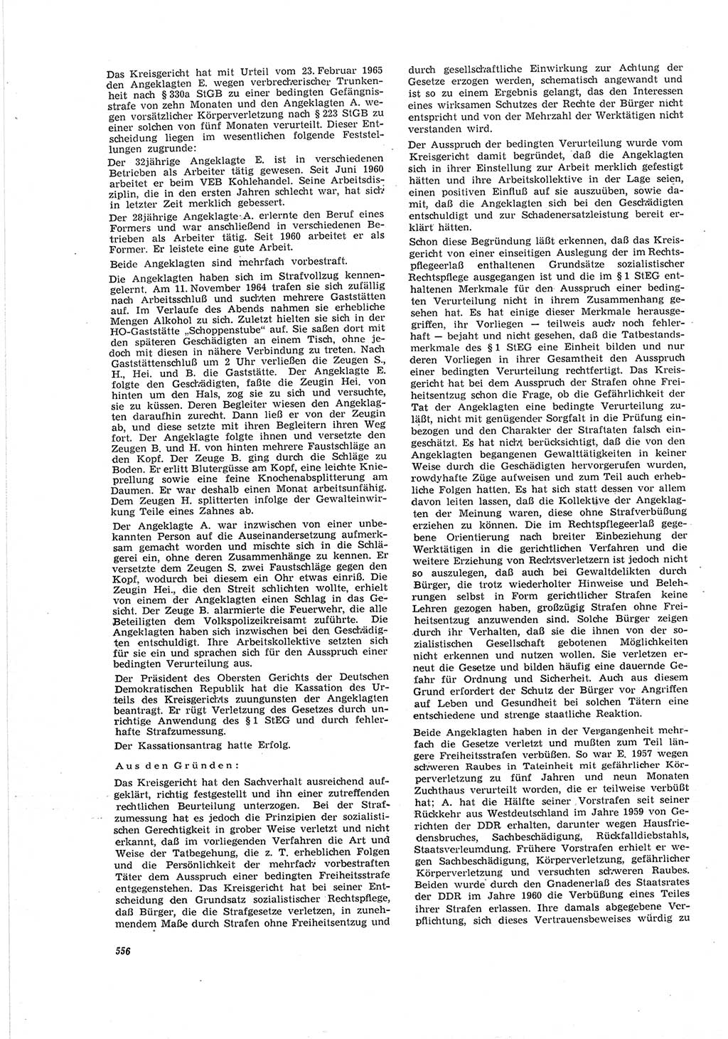 Neue Justiz (NJ), Zeitschrift für Recht und Rechtswissenschaft [Deutsche Demokratische Republik (DDR)], 19. Jahrgang 1965, Seite 556 (NJ DDR 1965, S. 556)