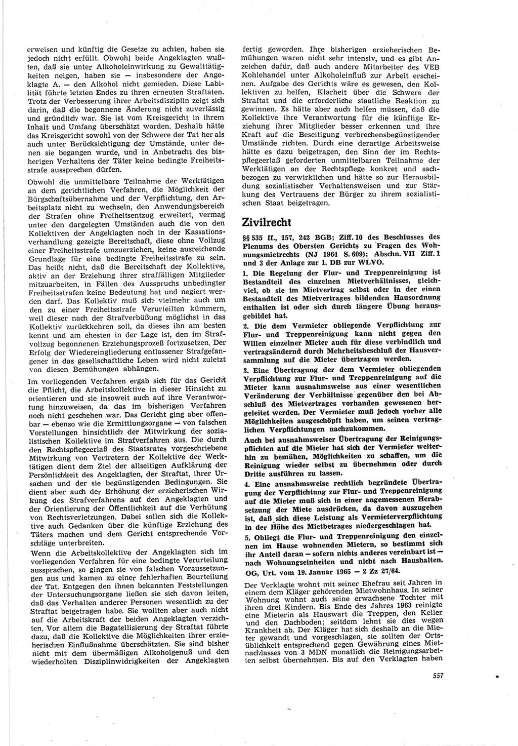 Neue Justiz (NJ), Zeitschrift für Recht und Rechtswissenschaft [Deutsche Demokratische Republik (DDR)], 19. Jahrgang 1965, Seite 557 (NJ DDR 1965, S. 557)
