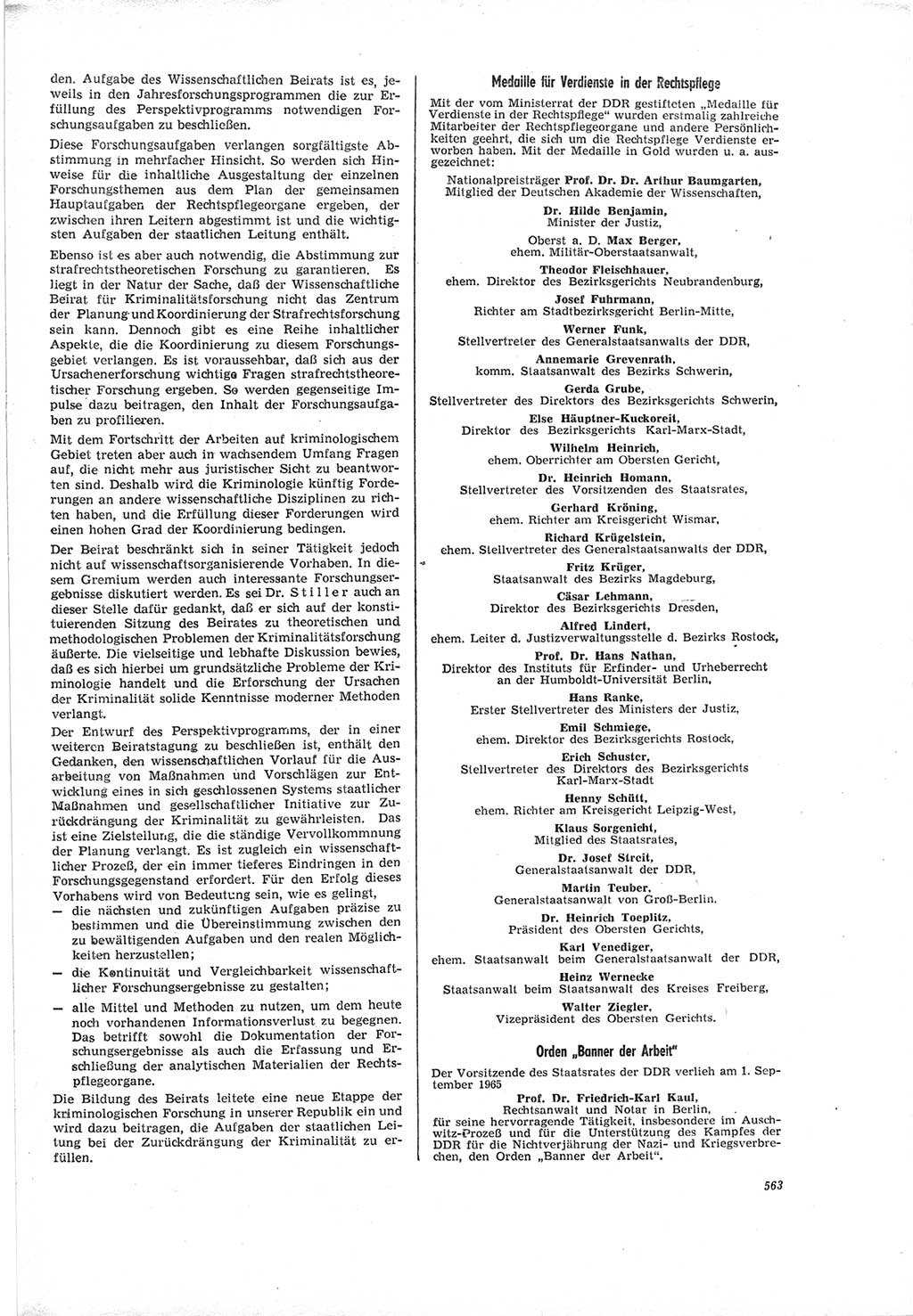 Neue Justiz (NJ), Zeitschrift für Recht und Rechtswissenschaft [Deutsche Demokratische Republik (DDR)], 19. Jahrgang 1965, Seite 563 (NJ DDR 1965, S. 563)