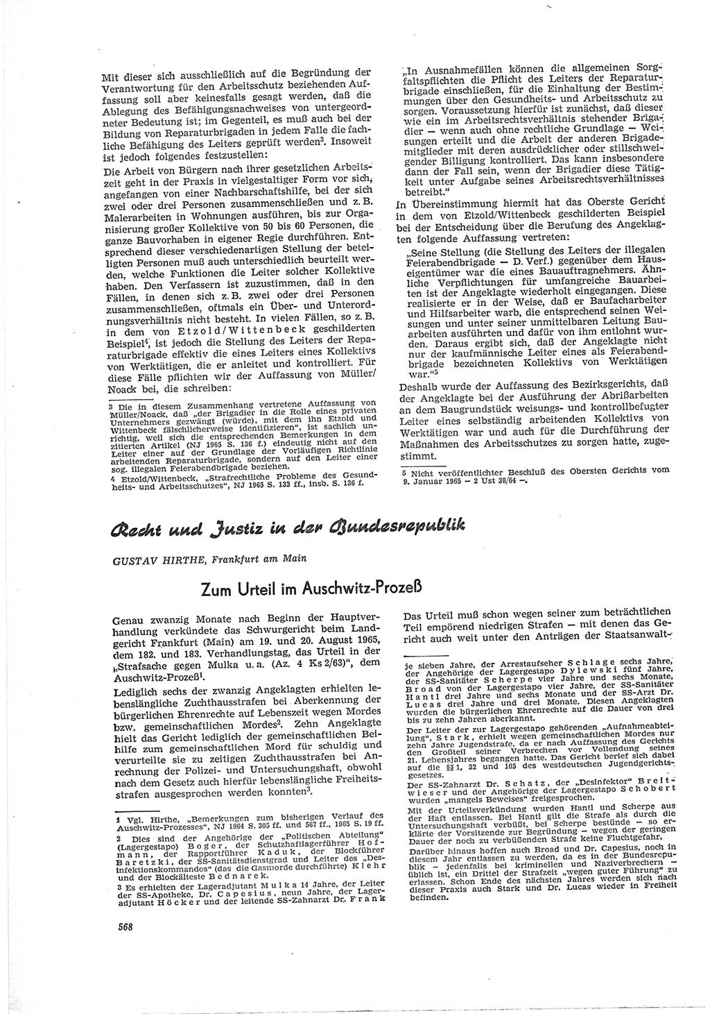 Neue Justiz (NJ), Zeitschrift für Recht und Rechtswissenschaft [Deutsche Demokratische Republik (DDR)], 19. Jahrgang 1965, Seite 568 (NJ DDR 1965, S. 568)