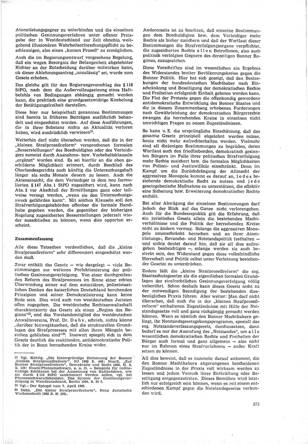 Neue Justiz (NJ), Zeitschrift für Recht und Rechtswissenschaft [Deutsche Demokratische Republik (DDR)], 19. Jahrgang 1965, Seite 575 (NJ DDR 1965, S. 575)