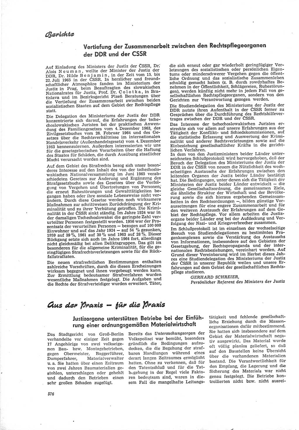 Neue Justiz (NJ), Zeitschrift für Recht und Rechtswissenschaft [Deutsche Demokratische Republik (DDR)], 19. Jahrgang 1965, Seite 576 (NJ DDR 1965, S. 576)