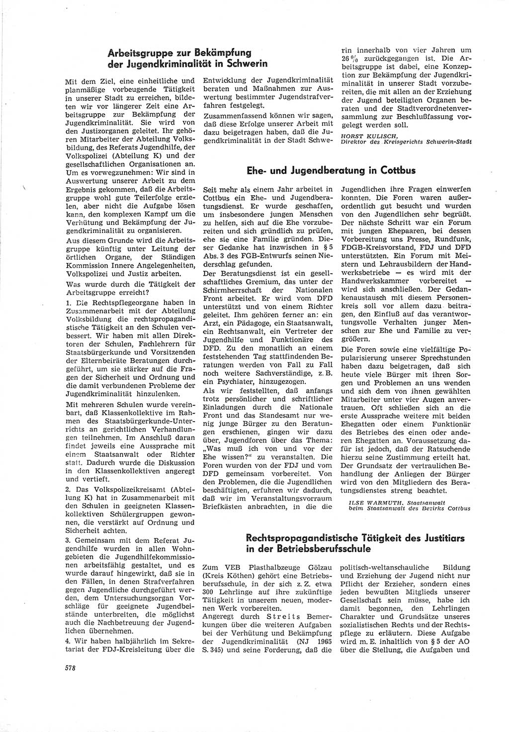 Neue Justiz (NJ), Zeitschrift für Recht und Rechtswissenschaft [Deutsche Demokratische Republik (DDR)], 19. Jahrgang 1965, Seite 578 (NJ DDR 1965, S. 578)