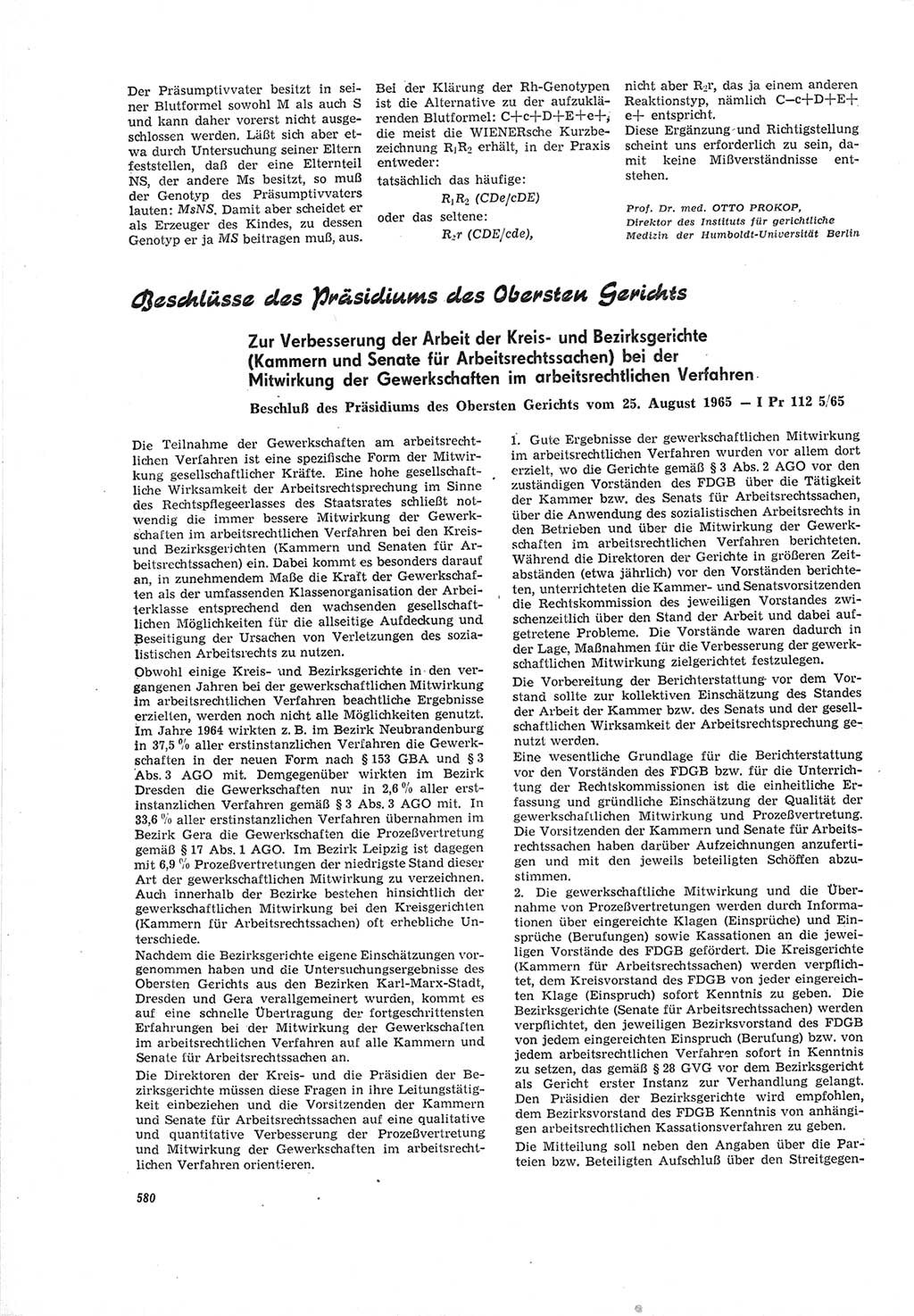 Neue Justiz (NJ), Zeitschrift für Recht und Rechtswissenschaft [Deutsche Demokratische Republik (DDR)], 19. Jahrgang 1965, Seite 580 (NJ DDR 1965, S. 580)
