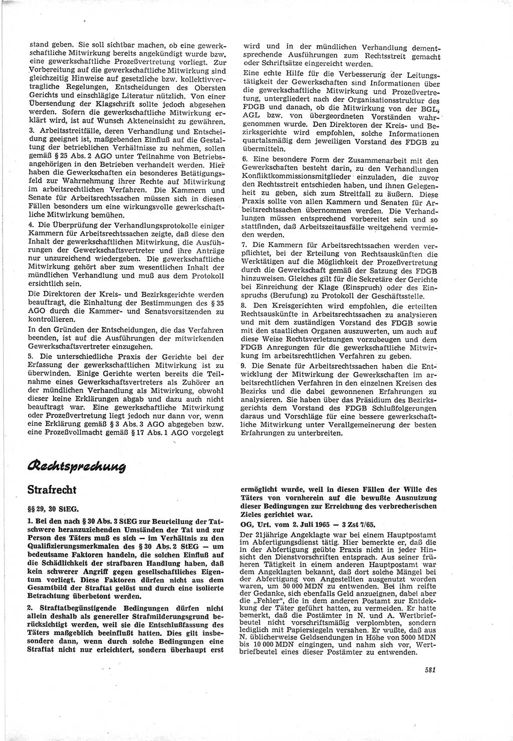 Neue Justiz (NJ), Zeitschrift für Recht und Rechtswissenschaft [Deutsche Demokratische Republik (DDR)], 19. Jahrgang 1965, Seite 581 (NJ DDR 1965, S. 581)