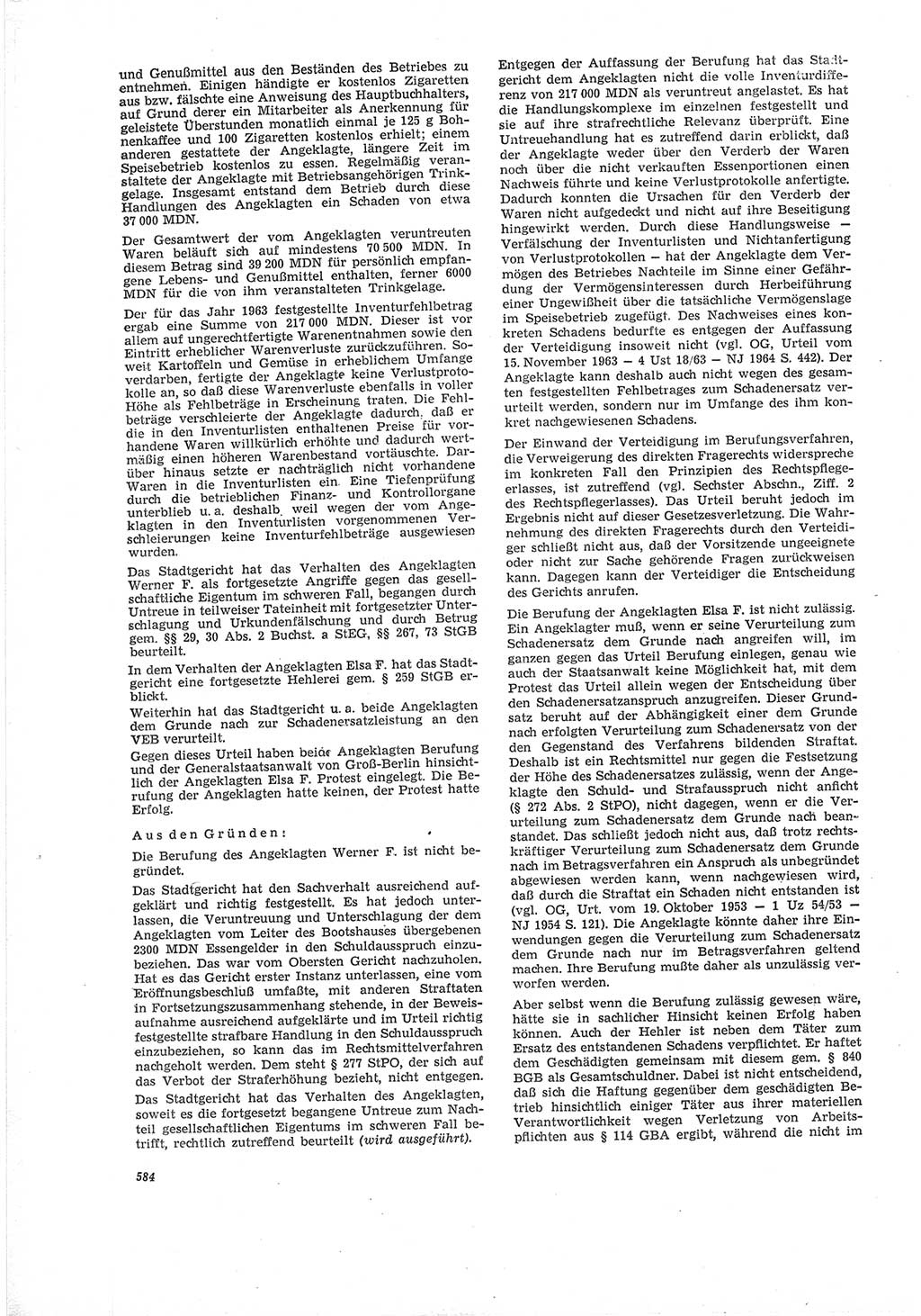 Neue Justiz (NJ), Zeitschrift für Recht und Rechtswissenschaft [Deutsche Demokratische Republik (DDR)], 19. Jahrgang 1965, Seite 584 (NJ DDR 1965, S. 584)