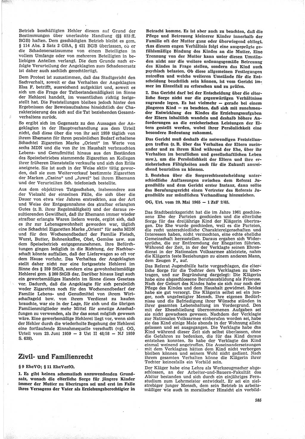 Neue Justiz (NJ), Zeitschrift für Recht und Rechtswissenschaft [Deutsche Demokratische Republik (DDR)], 19. Jahrgang 1965, Seite 585 (NJ DDR 1965, S. 585)