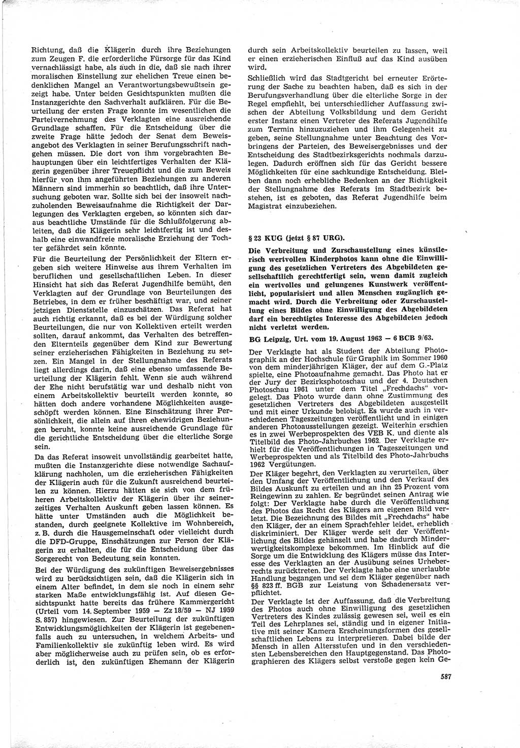 Neue Justiz (NJ), Zeitschrift für Recht und Rechtswissenschaft [Deutsche Demokratische Republik (DDR)], 19. Jahrgang 1965, Seite 587 (NJ DDR 1965, S. 587)