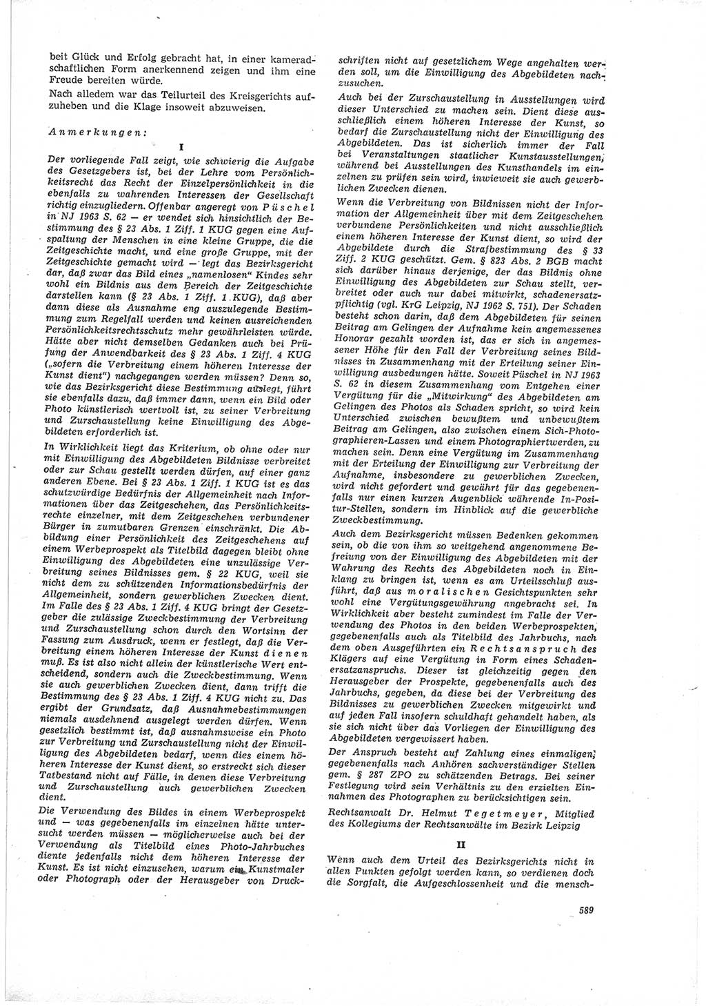 Neue Justiz (NJ), Zeitschrift für Recht und Rechtswissenschaft [Deutsche Demokratische Republik (DDR)], 19. Jahrgang 1965, Seite 589 (NJ DDR 1965, S. 589)